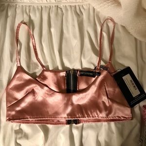 Pink silk crop top (of two-piece)